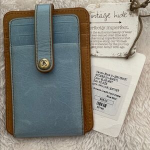 HOBO Blue Mist and Tan Leather Card Holder